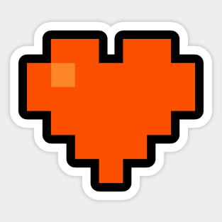 Simple Orange Pixel Heart Sticker